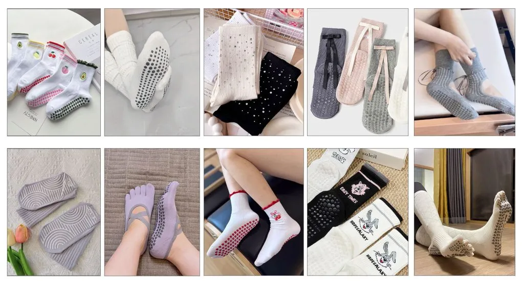 New Design Custom Ruffle Yoga Socks Women Design Embroidery Logo Pilates Sock Fitness Pilates Grip Socks