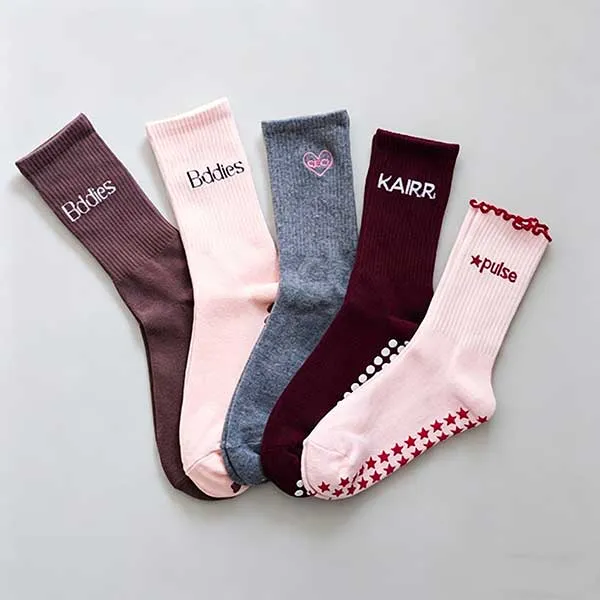 Custom Ruffle Yoga Socks Women Design Embroidery Logo Pilates Sock Fitness Pilates Grip Socks